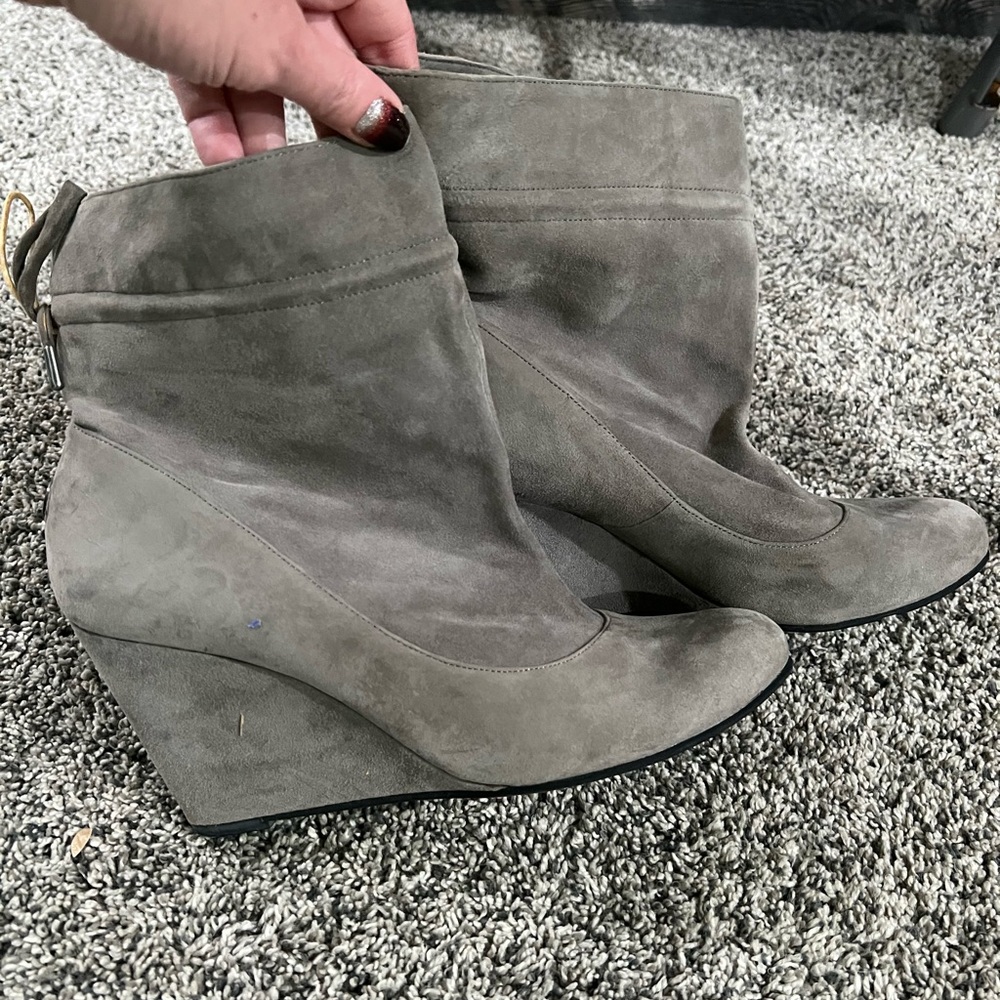 BCBG leather wedge booties